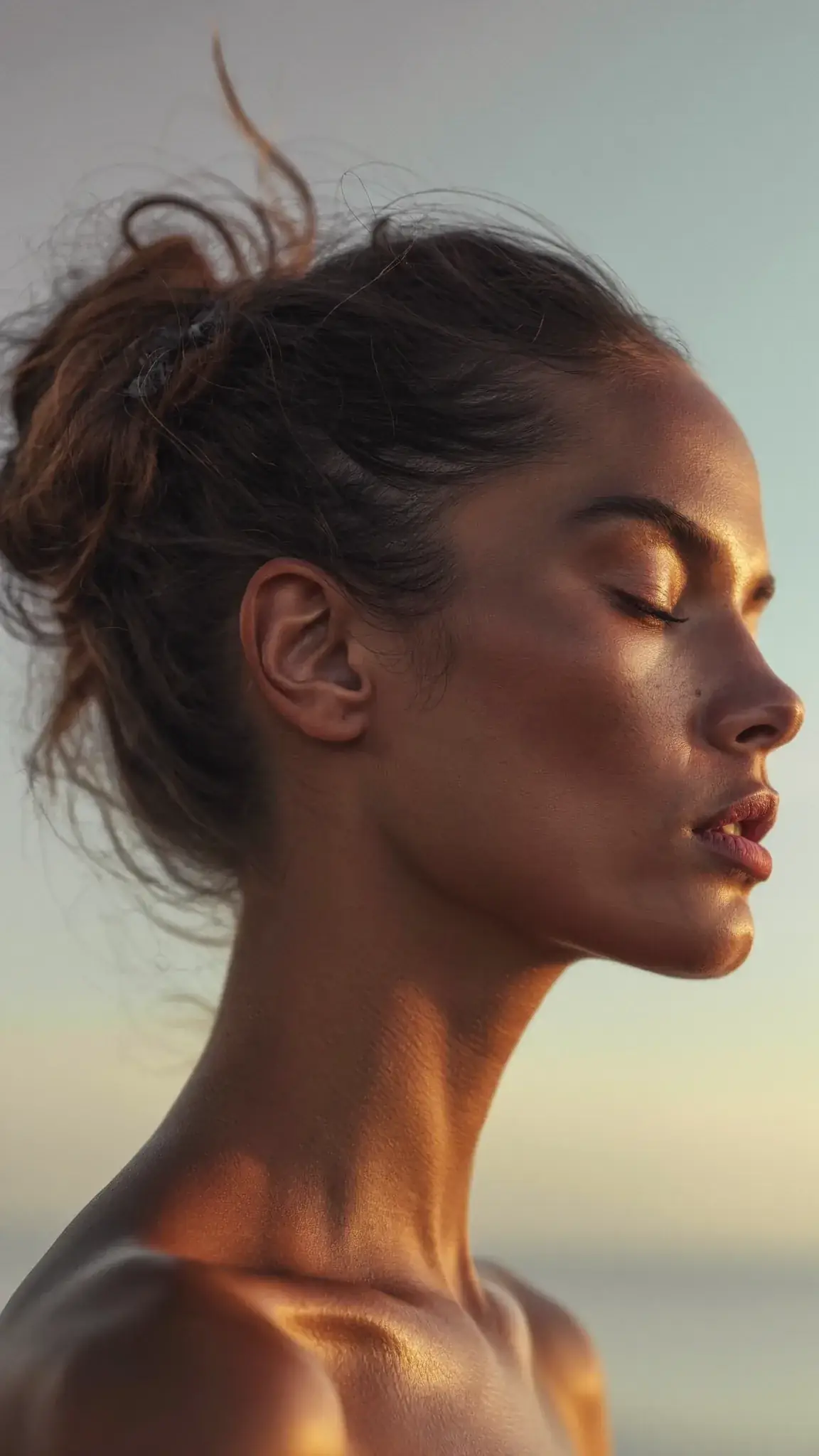 Profile of a woman in golden-hour light